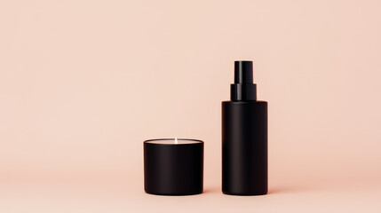 Obraz premium Fragrance handmade organic candle and a car fragrance bottle container with liquid, car interior fragrances and incense, perfumed