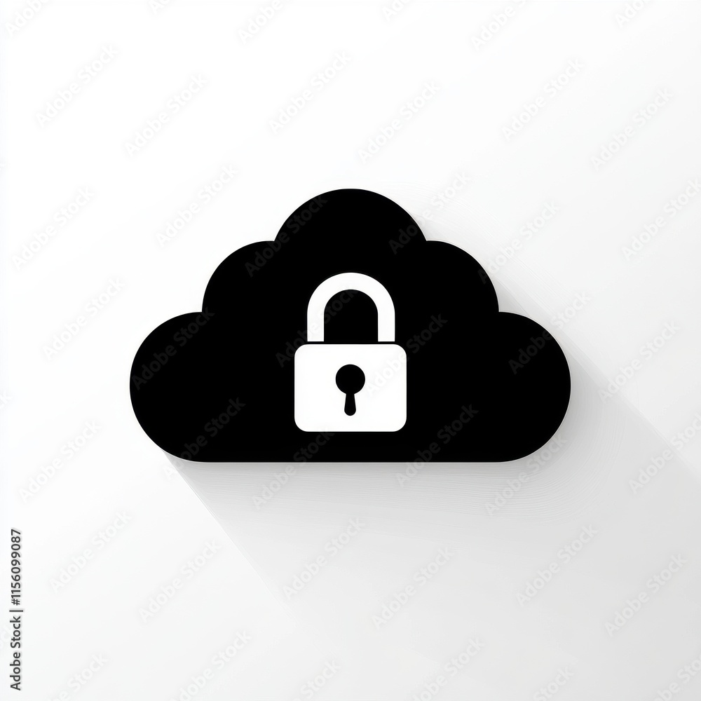 Aufkleber stylized cloud with a lock symbol, representing data security and privacy in digital storage.