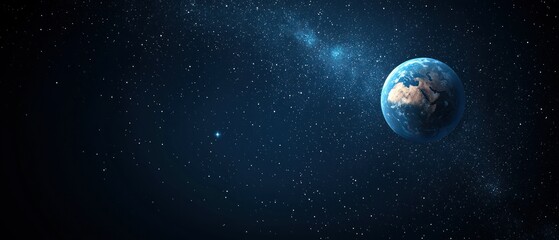 Obraz premium Planet Earth viewed from space, showing continents, oceans, and stars.