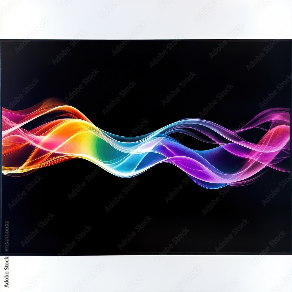 Aufkleber abstract colorful wave patterns on a black background, creating a vibrant and dynamic visual effect.