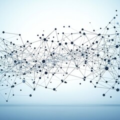 Abstract network of interconnected dots and lines on a soft blue background, symbolizing technology and data flow.