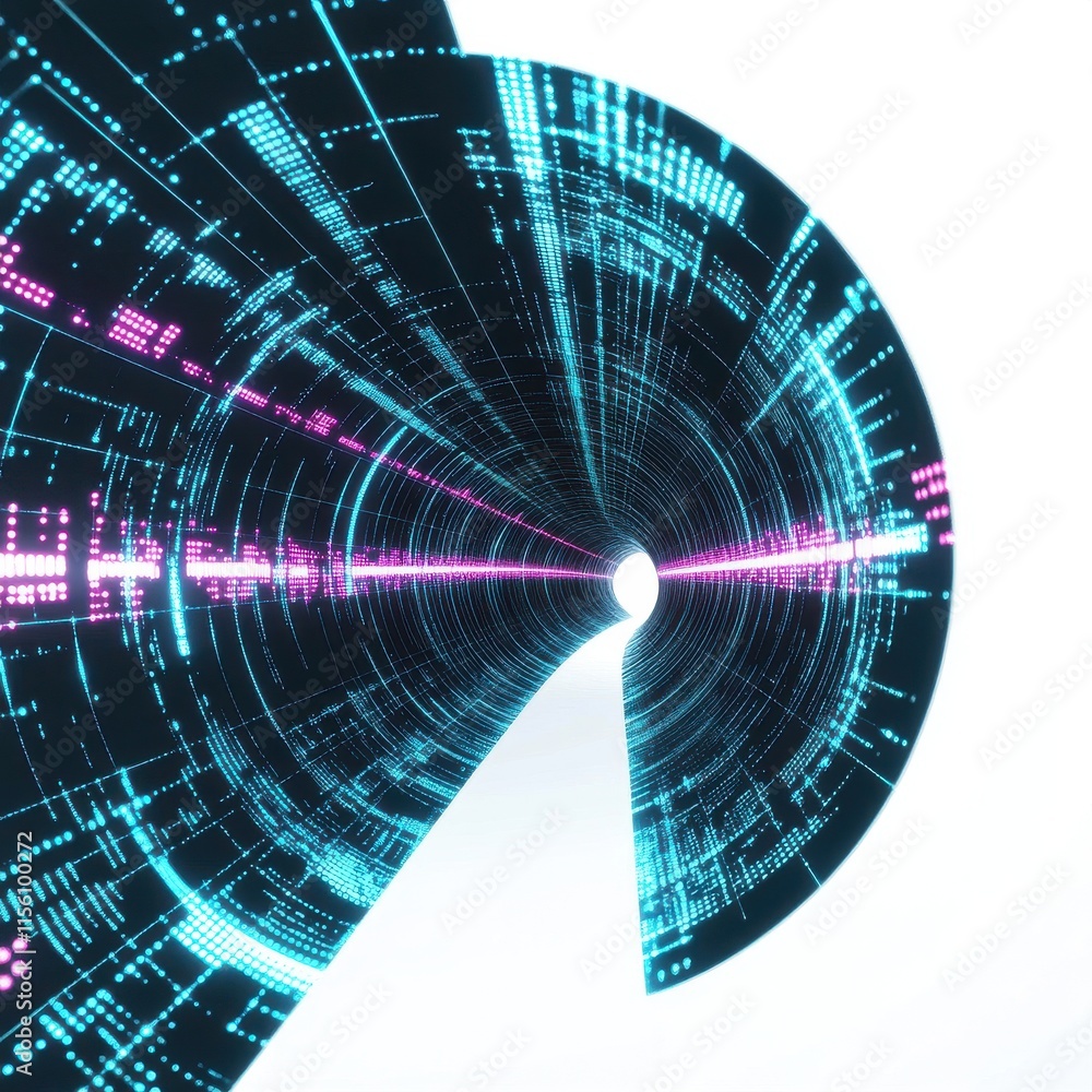 Aufkleber abstract digital tunnel with vibrant blue and pink data streams representing technology and connecti