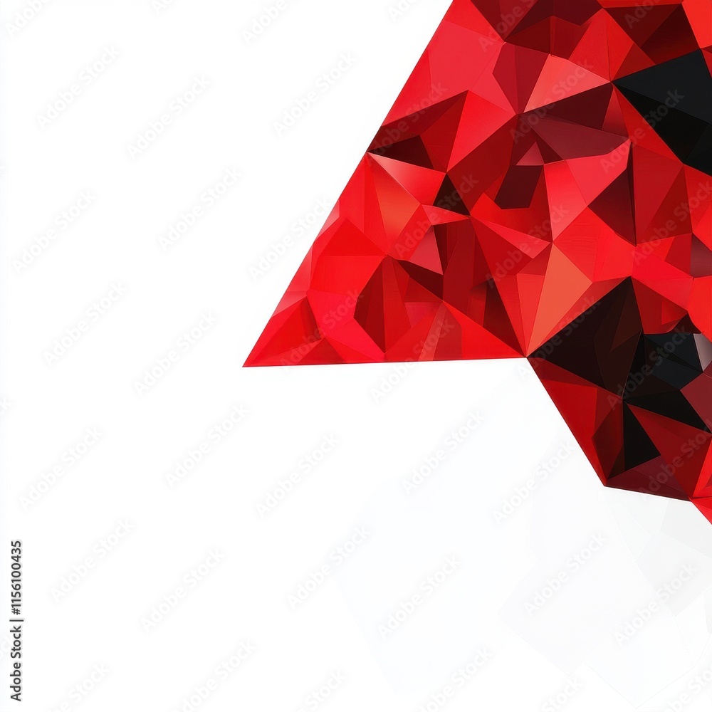Poster an abstract red shape with geometrical angles and a modern design aesthetic.