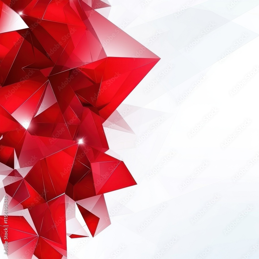 Poster a vibrant array of red geometric shapes creating a dynamic abstract design.
