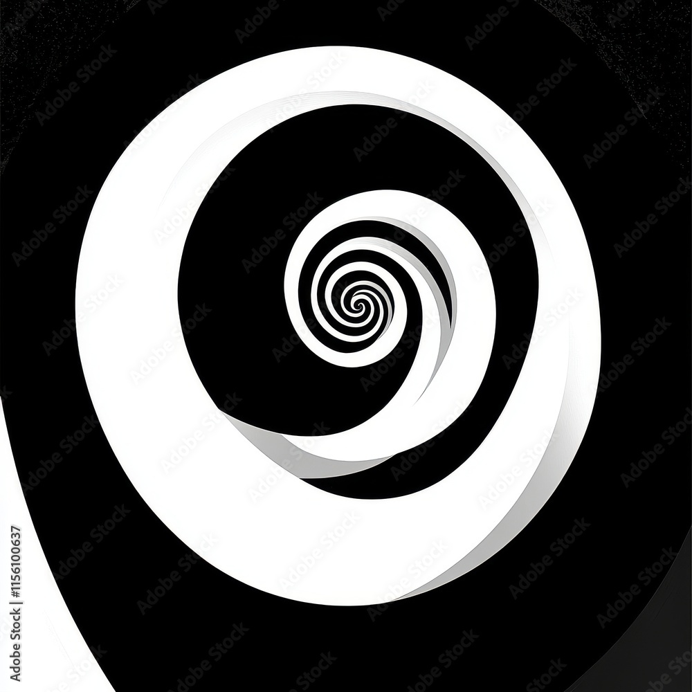 Aufkleber a mesmerizing black and white spiral pattern inviting viewers into a deep visual journey.