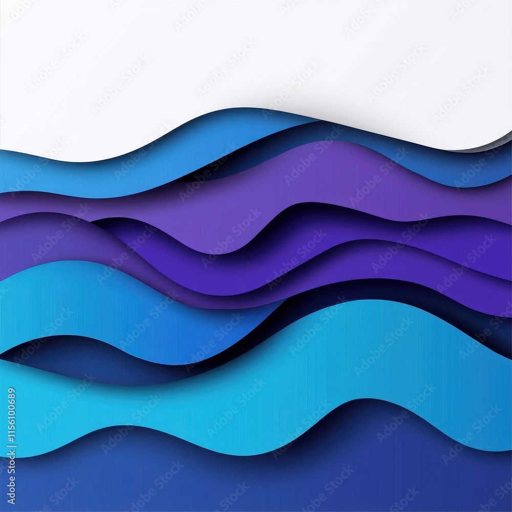 Poster abstract waves in various shades of blue create a calming and modern visual effect, perfect for back