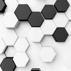 Stylish pattern of interlocking black and white hexagons creating a modern geometric design.