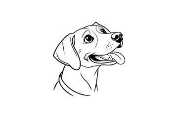 dog face silhouette line art vector illustration on white background