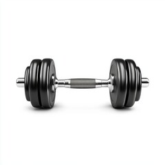 Naklejka premium A sleek black dumbbell with chrome accents, symbolizing strength and fitness.