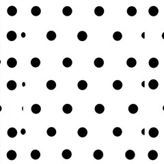 A classic black and white polka dot pattern featuring evenly spaced circles.