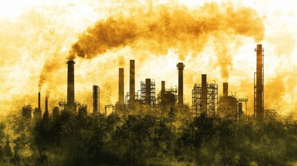 Fototapeta premium Industrial Pollution in Urban Environment with Smoke