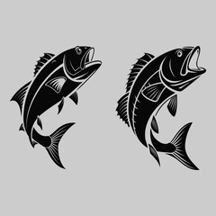 snapper fish silhouette vector design art and illustration