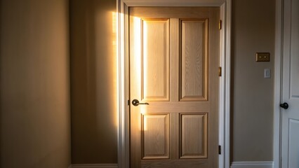 The soft shine on the doors surface captures the warmth of the ambient light a few brush strokes of future color imagined in the corners anticipating transformation.