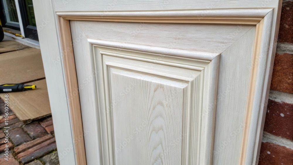Aufkleber The doors corner displays a sharp clean edge from sanding inviting a swirl of color as it prepares for the transformation ahead.