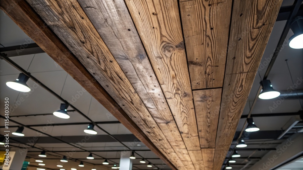 Poster the ceilings weathered wood grain is vivid in closeup contrasting the new construction materials sur