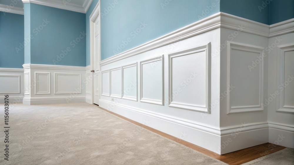 Leinwandbilder the clean lines of a white baseboard enhance the visual impact of a soothing blue wall with the juxt