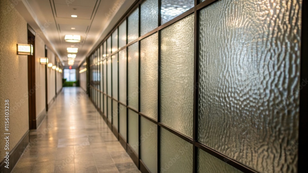 Poster Textured glass creates a stunning visual impact as it separates the hallway from the rest of the space adding depth and intrigue while still allowing for light transmission.