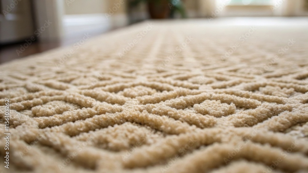 Aufkleber Textured closeup of the carpets surface where each tuft forms geometric patterns inviting the viewer to imagine walking foot across its softness.