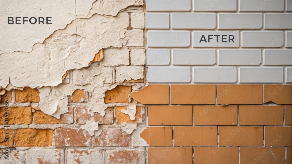 Poster Fragments of dried adhesive remain at the edges of the wall contrasting against the freshly prepared sections capturing the beforeandafter essence of a renovation journey.