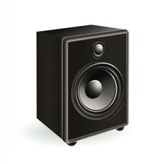 Fototapeta premium Black audio speaker with a sleek design, perfect for music enthusiasts and sound professionals.