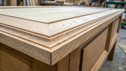 Detailed focus on the edges of two panels meeting where the kerf marks and slight imperfections highlight the craftsmanship of the installation.