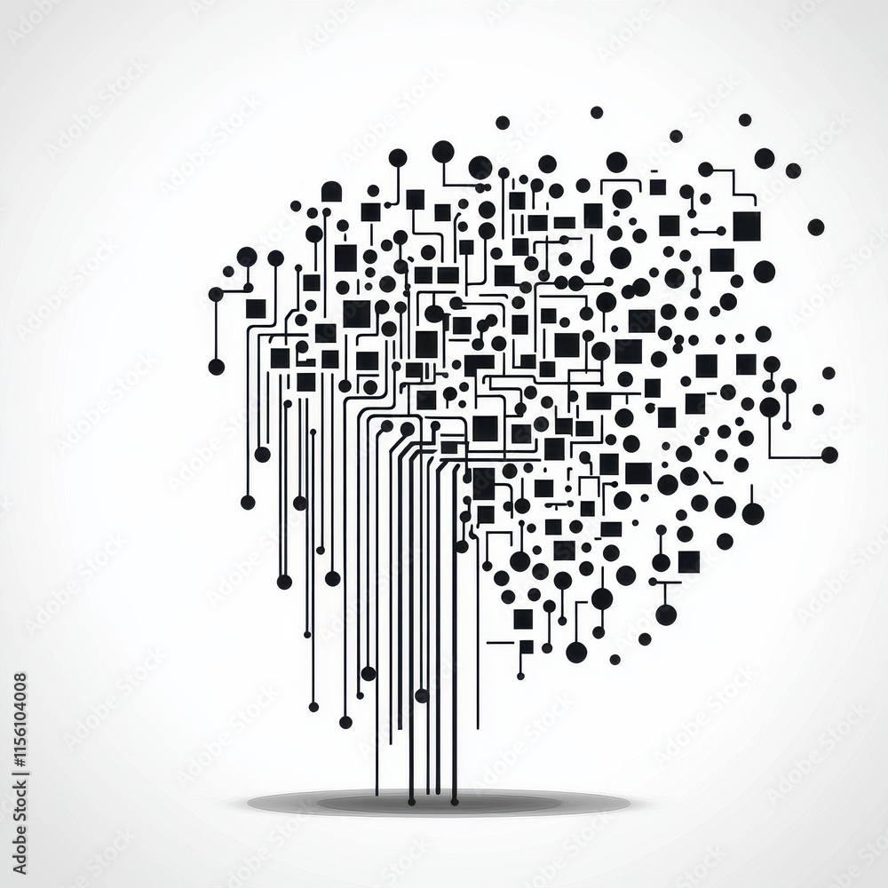 Poster abstract illustration of a tree made from digital circuit patterns, symbolizing technology and innov
