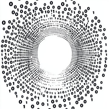 A dynamic swirl of binary code, symbolizing the flow of digital information in a modern context.