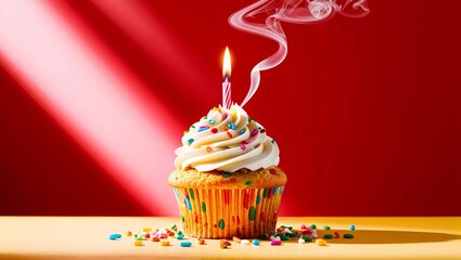 birthday cupcake with candles