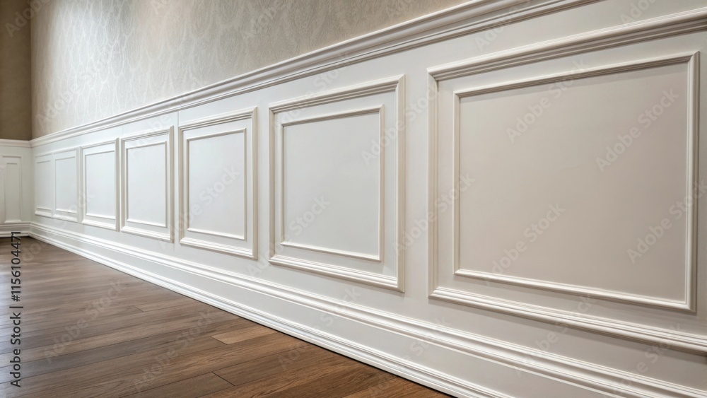 Poster captivating textures of a flat panel molding blending seamlessly into the flat surface of a blank wa