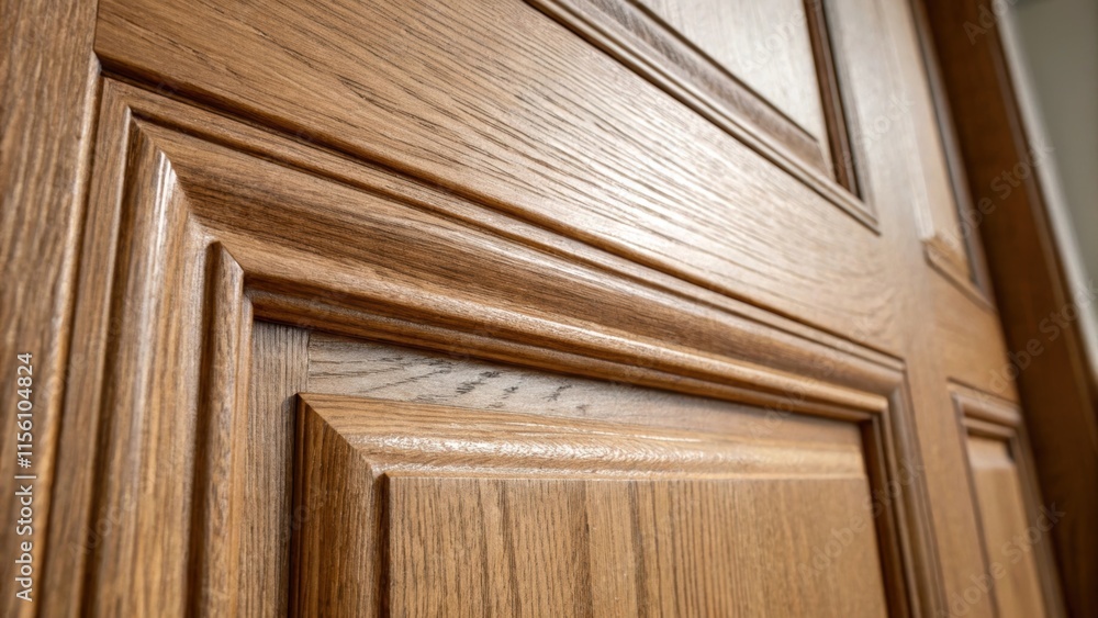 Aufkleber A view focusing on the texture of the wooden door frame capturing the tactile quality of the surface with visible brushstrokes from the finishing process.