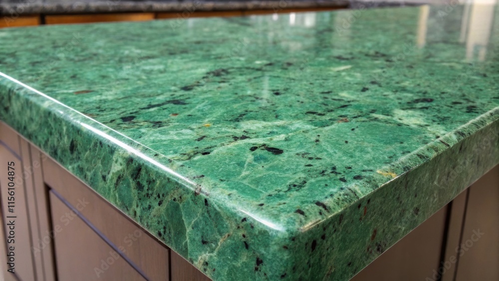 Aufkleber a vibrant jade green granite countertop section capturing a collage of dark flecks and light cloudli