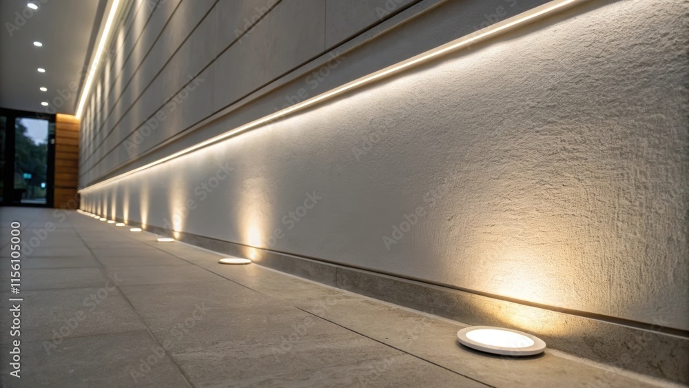 Aufkleber a tight shot of the wall beneath a recessed light where the light creates a halo effect softening th