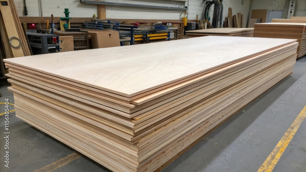 Aufkleber a stack of heavy gauge plywood sheets their surfaces smooth and flat awaiting s and modifications to