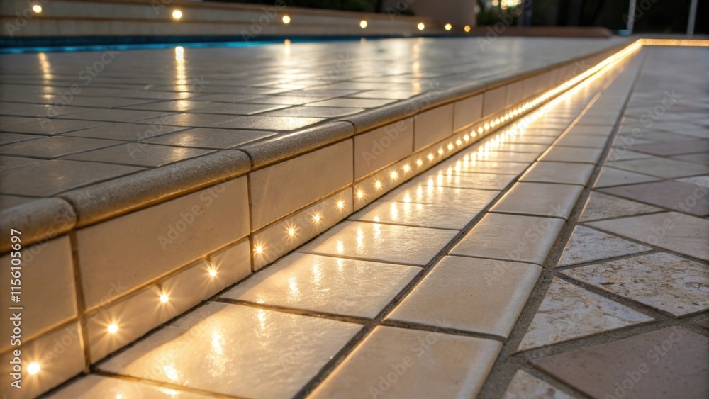 Fototapete A shot emphasizing the linear pattern of the tile arrangement with a focus on how the light plays along the edges showcasing both the reflective nature of the tile and the creamy