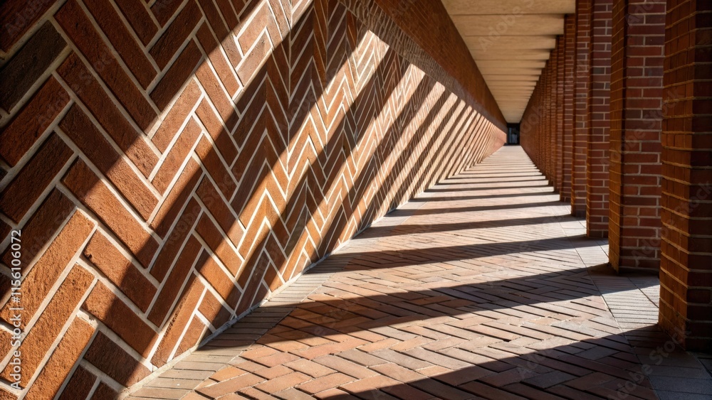 Poster A perspective shot that captures a diagonal line of brick veneer showcasing their geometric shapes and allowing light to dance across their surfaces creating depth and dimension.