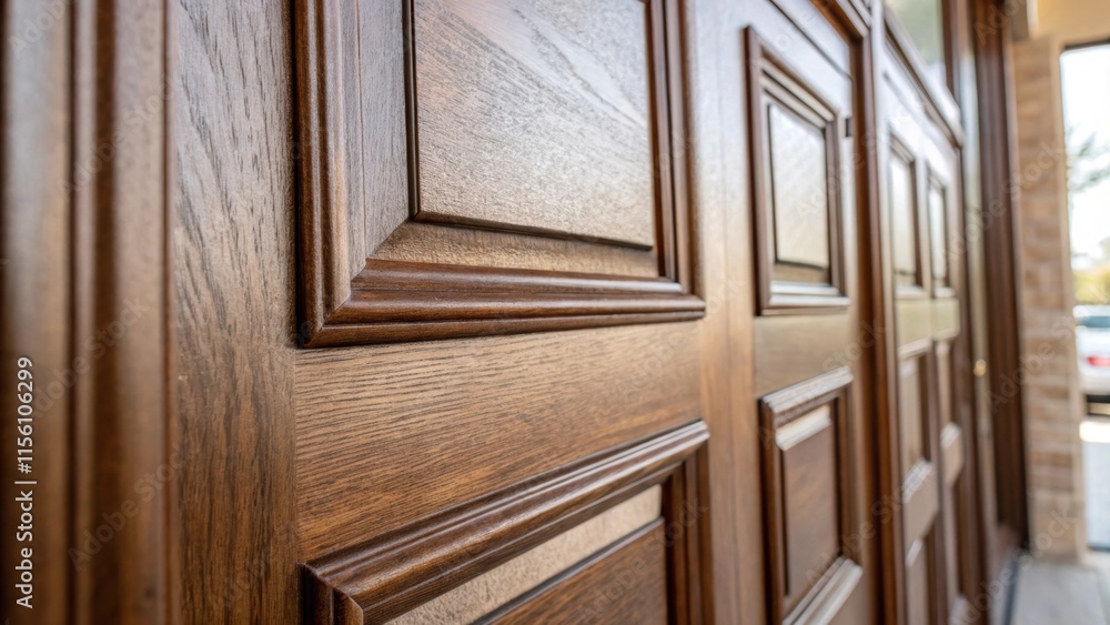 Aufkleber an upclose look at the doors surface reflects soft diffused light displaying the meticulous sanding 