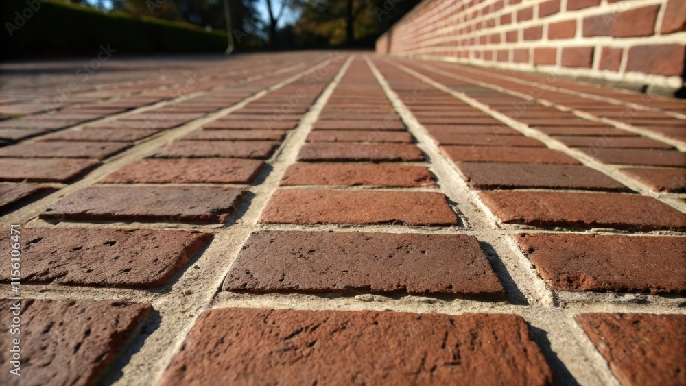 Poster An overhead angle of a brick surface contrasting the shadows formed by the uneven bricks with the stark clean lines of the freshly applied mortar giving a sense of dimensionality.