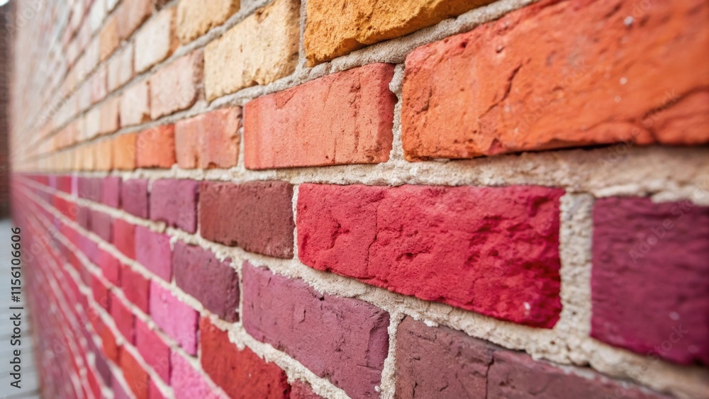 Poster an intimate shot of a section of the wall featuring a mix of colors in the exposed bricksfrom deep r