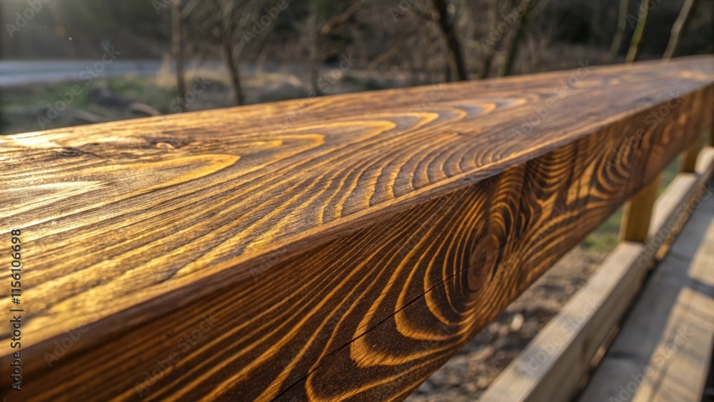 Fototapete An image zoomed in on the grain patterns of a beam revealing rich textures and colors that fluctuate between deep browns and warm golds creating a visual warmth against the