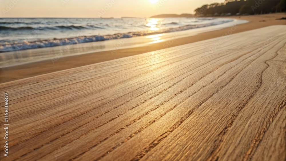 Aufkleber An image capturing the fine texture of freshly sanded wood with the light catching the subtle variations of the surface evoking a sense of warmth and care.