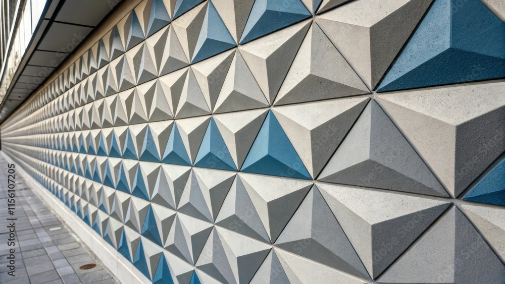 Poster An artistic closeup of a geometricpatterned partition wall where overlapping shapes create an illusion of depth drawing the eye along its lines.