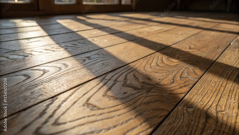 Poster An artistic closeup highlighting the grain and texture of the subfloor with contrasting shadows creating depth and emphasizing the natural beauty of the wood.