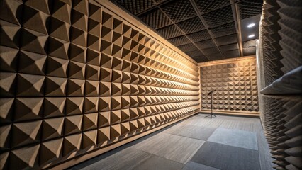 Obraz premium An artistic angle showing the shadow play created by the different heights of the soundproofing surfaces emphasizing their threedimensional quality.