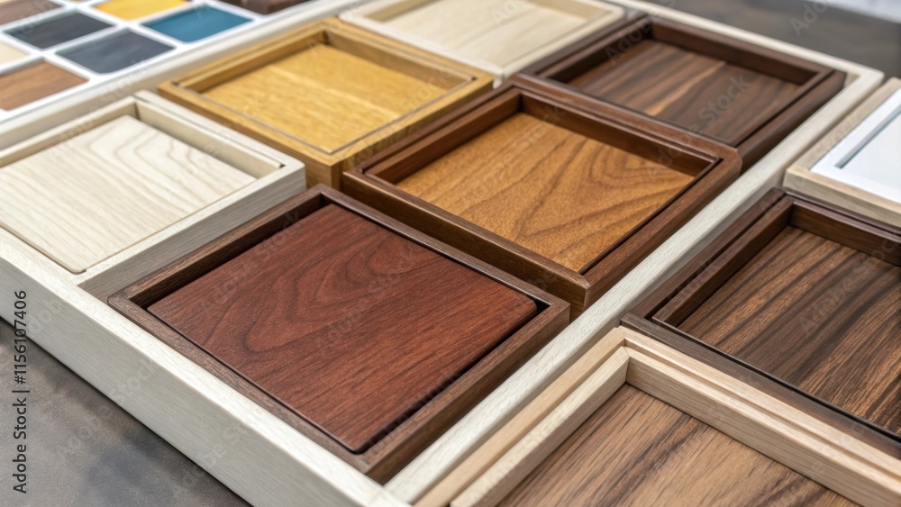 Aufkleber An angled shot revealing the variety of colors in the boxes with one sporting a rich walnut hue and another a lighter birch finish together hinting at a blend of styles possible in