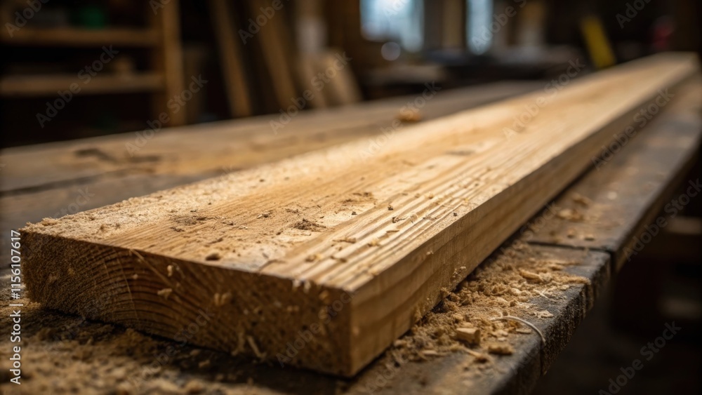 Poster A macro view of a single plank from the stack capturing the fine details of its texture including splinters and variations in the grain with dim light enhancing its rustic charm.