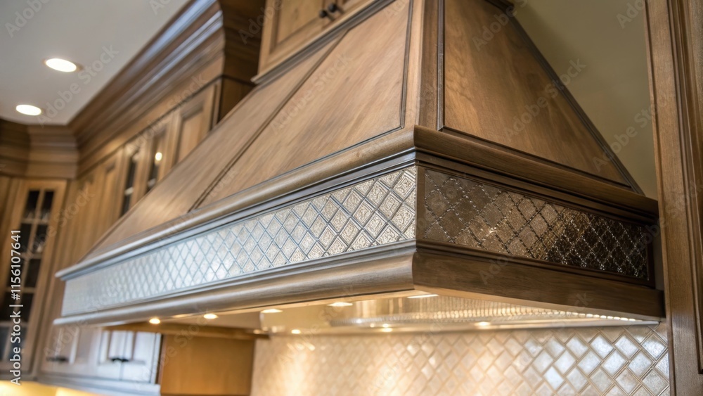 Poster a macro view captures the texture of the kitchen hood vents surface with subtle reflections of light