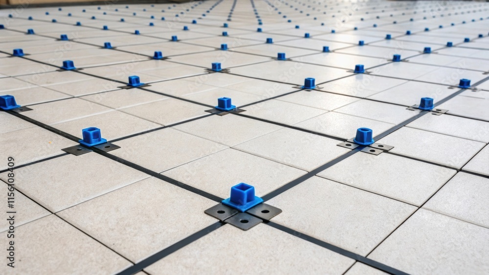 Aufkleber A dynamic shot showcasing the alignment of multiple tiles with horizontal and vertical lines highlighted by the plastic spacers strategically positioned emphasizing the visual