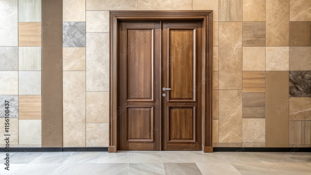 Poster a doublepaneled door elegantly propped reveals its smooth grain and subtle sheen while the surroundi