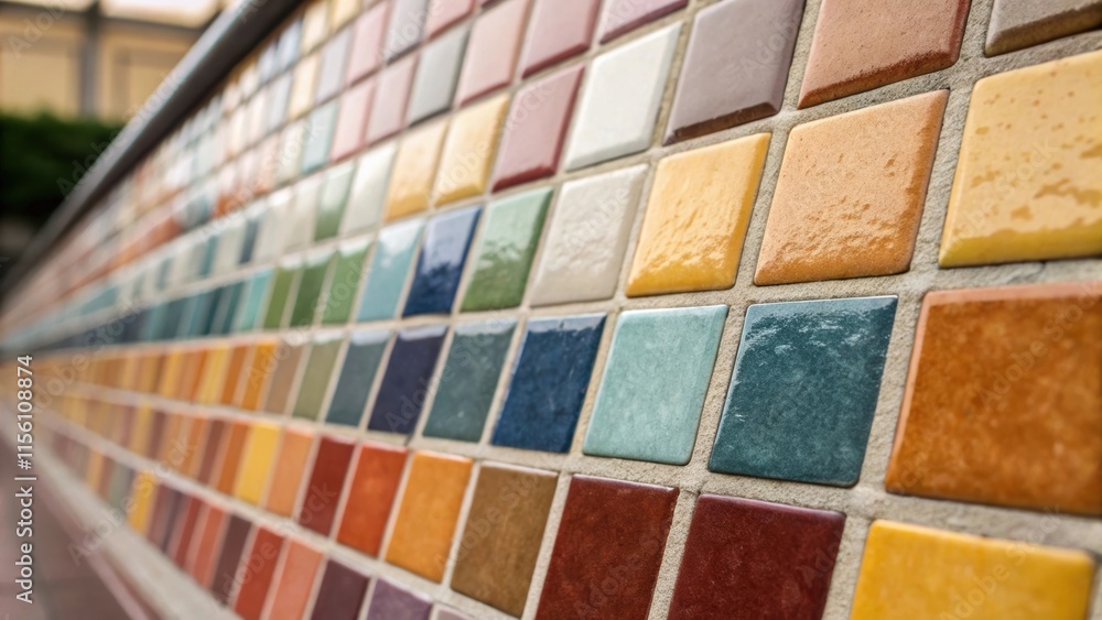 Poster a detailed shot focusing on the color variation in the tiles