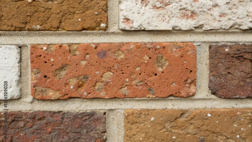 Aufkleber a detailed closeup of one brick featuring embedded flecks of minerals and small divots that tell a s